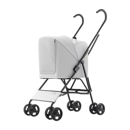 Carritos para perros pequeños y gatos cochecito plegable de 4 ruedas color gris