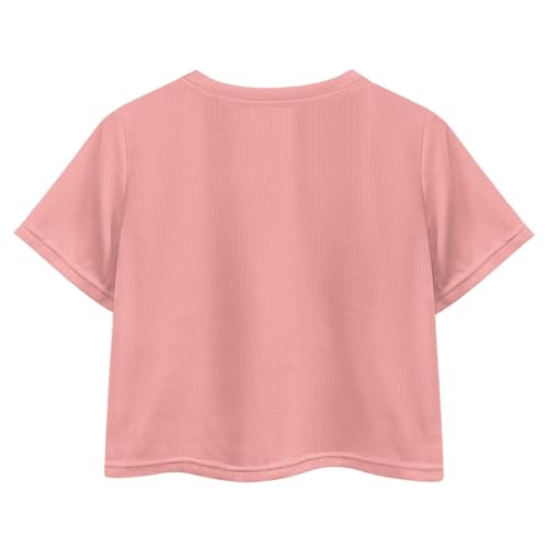 Image of Girls Summer Crop Top Outfits Short Sleeve T Shirts Kids Cute Clothes Tees Blouse