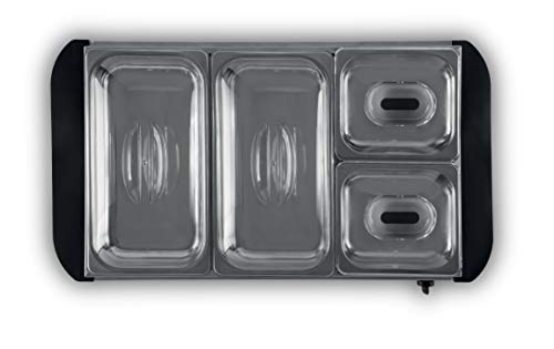 Tower Four Buffet Server and Plate Warmer with 2 x 2.4 and 2 x 1.2 Litre Trays Capacity, 300 W, Stainless Steel
