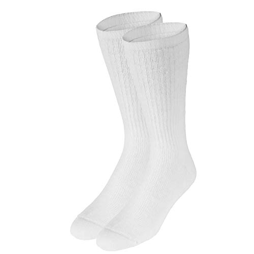 Image of Truform Medical Compression Socks for Men and Women, 8-15 mmHg Crew Length to Mid-Calf, White, X-Small