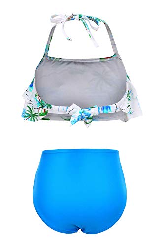 Image of Girls Two Piece Bikini Swimsuits Striped Ruffle Swimwear Falbala Bathing Suit Set