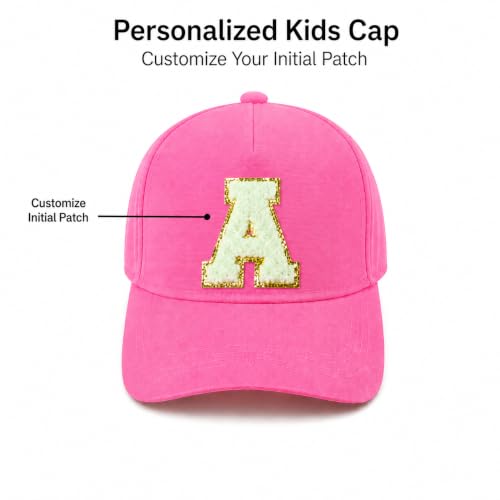 Image of AICA Gifts Personalized Kids Backpack, Pencil Pouch & Cap Combo | Name Embroidered Letters & Patch PVC Bag | Waterproof School Set with DIY Colouring Kit for Boys & Girls 2-10 Years (Pink)