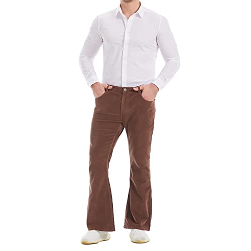 Wbestwind Men's Relaxed Vintage 60s 70s Corduroy Slim Bell Bottom Stretch Fit Classic Comfort Flared Flares Retro Leg Pants - Main Image