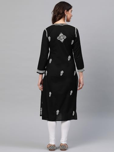 Image of Ada Hand Embroidered Lucknowi Chikankari Cotton Kurta for Women A341075