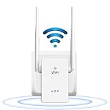 WLAN Repeater WLAN Verstärker WLAN Extender 300 Mbit/s 2,4GHz WiFi Booster mit Repeater/Router/AP Modus, Plug & Play, LAN Port/WPS / 2 External Antennas, Kompatibel zu Allen WLAN Geräten, Weiß
