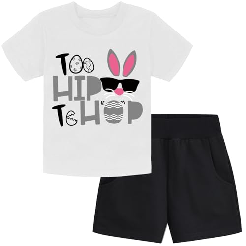 Image of DDSOL Toddler Easter Day Clothing Sets Bunny Easter Egg Monster Truck Kids Causal Outfit Sets 2 Pieces 2-7 Year