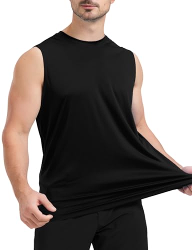 Men's Sleeveless UPF 50+ Swim Shirts Quick Dry Workout Tank Top UV Protection Running Gym Muscle T Shirts4
