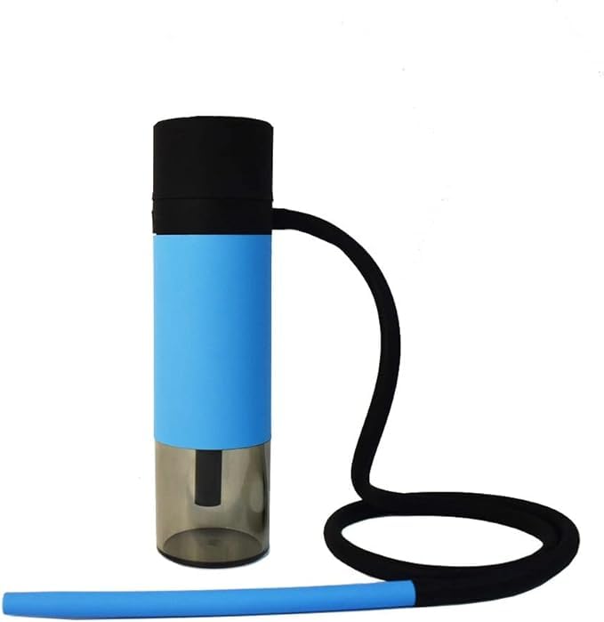 Image of Al Kian Portable Hookah Cup Set with Metal Protection, Premium Silicone and Acrylic Materials, Travel Friendly Design, Anti-Slip Net, Black and Multi-Colour (BLUE)