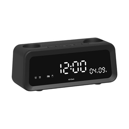 Generisch Reloj de alarma inalámbrico con pantalla de temperatura, 2,67 x 7,75 x 3,59 pulgadas, sistema de sonido compacto multifuncional, ideal para la relajación del lugar de trabajo en la sala de