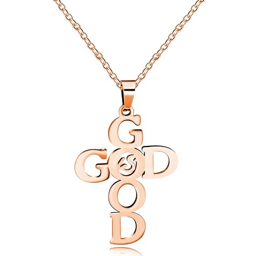 Uloveido Unique Stainless Steel Initial Good God Cross Pendant Necklace Special Christian Jewelry Gifts Y835