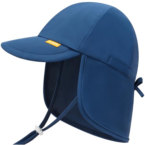 Image of Duoyeree UPF 50+ Baby Sun Hat, Neck Flap Protection for Toddlers | UV shield, stretch nylon spandex, adjustable back drawstring, machine washable, foldable for beach travel, sizes 0-5T