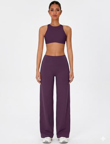 Workout Sets for Women Two Piece Matching Yoga Gym Pilates Outfit Purple S - image 3