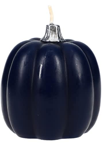 TOS Harvest Pumpkin Candles, Autumn, Fall, Thanksgiving Decorations (Set of 2) (Navy Blue)