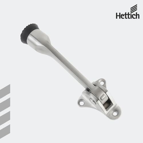 Image of Hettich HDS 46: Premium 5-Inch Rubber Door Stopper with Screw | Heavy Duty Wooden Door Stopper for Home, Office, Hotel | Strong Grip Door Holder for All Surfaces| (Silver, Pack of 1)