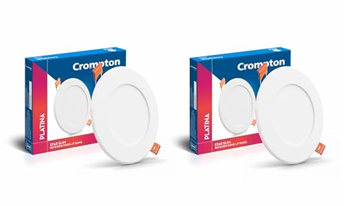 Image of Crompton Star Slim Recessed Downlighter 3W Round Cool Day Light | Pack of 2 | False Ceiling required, Cutout: 3 inch | For Hall, Bedroom, Kitchen, Office, Store