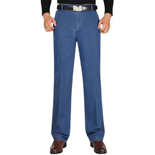 Jett Jeans for Older Men, Jettjeans3 - Men's Classic Straight Fit Stretch high Waist Casual Jeans with Zipper and Button