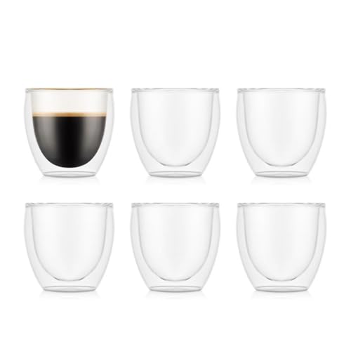 Bodum PAVINA Doppelwandige Gläser 6 Stück ? 80ml Espressotassen ? Spülmaschinenfestes Thermoglas ? Mundgeblasenes Borosilikatglas Bodum PAVINA Doppelwandige Gläser 6 Stück ? 80ml Espressotassen ? Spülmaschinenfestes Thermoglas ? Mundgeblasenes Borosilikatglas