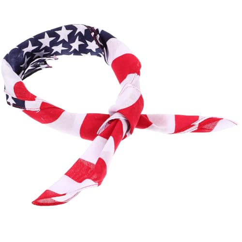 Toyvian Pañuelo Cuadrado Multifuncional con Bandera de Estados Unidos, 100% Algodón, Talla Única, Bufanda para Cabeza y Cuello al Aire Libre, Pañuelo Estampado Patriótico para Deportes