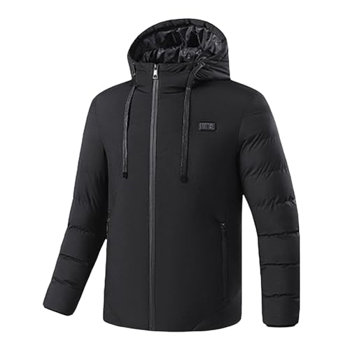 電熱ジャケット メンズ 冬服 フード付き 電熱服 ヒーターコート 9箇所発熱 三段階温度調節 一定温度 ヒータージャケット 保温 防寒服 防寒ウェア USB給電 ウィンドブレーカー 防風 防水 洗濯可能 冬作業服 男女兼用(2XL/ブラック)