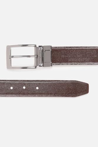 Image of Louis Philippe Men's 100% Italian Leather Shiny Nickel Buckle Formal Reversible Belt