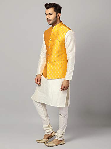 Image of Uri and MacKenzie Men's Silk Blend Kurta Pajama with Designer Ethnic Nehru Jacket /Modi Jacket