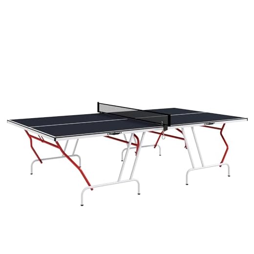 Soozier Full Size Ping Pong Table, Folds into Quarters, Portable Table Tennis Table with Net, Paddles, Balls, MDF, Charcoal Gray