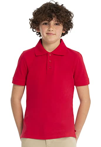 Image of Classroom Girls' Short SLV Pique Polo | Side Vents, Droptail Hem, Ribbed Trim, Comfortable Everyday School Wear