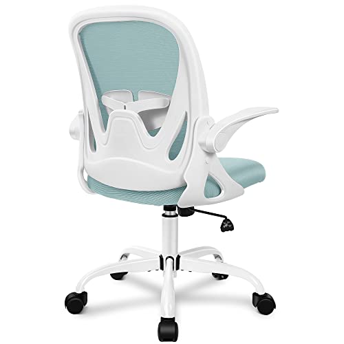 Primy Office Chair Ergonomic Desk Chair with Adjustable Lumbar Support and Height, Swivel Breathable Desk Mesh Computer Chair with Flip up Armrests for Conference Room(Light Blue)