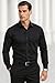 Imagen de KOSMEEU Camisa Hombre Manga Larga Camiseta Vestir Casual para Hombre Cuello Mao Slim Fit Formal y Casual Ropa Camisa Blazer para Traje Diario Negro XXL