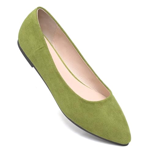 Image of Dear Time Women's Pointed Toe Ballet Flats Simple Casual Office Work Flats Slip-on Comfortable Shoes