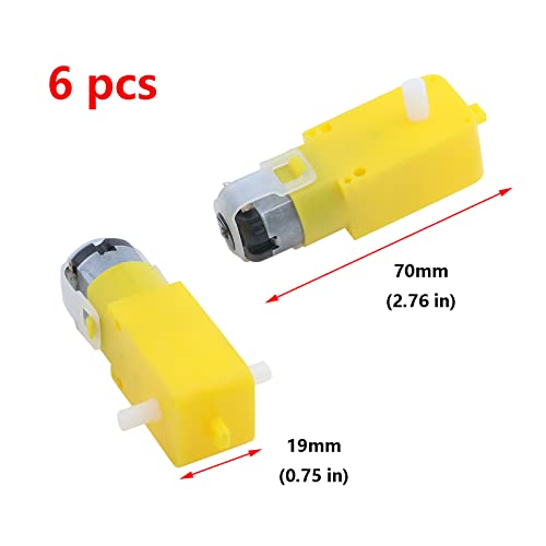 Antrader Gear Motor Dual Shaft 3-6V TT Motor for Smart Car Robot Pack of 6 (I Shape)