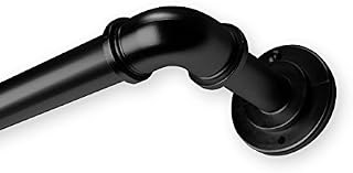 Rod Desyne 1 inch Blackout 120-170 inch-Black (3pcs) Single Curtain Rod Set