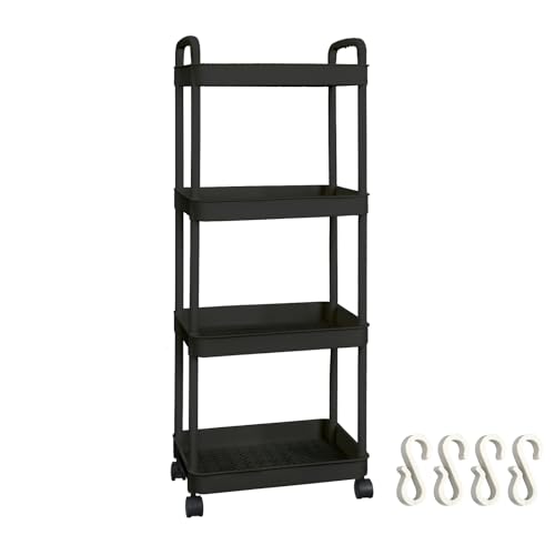 kaitou キッチンワゴン キャスター付き 収納棚 組立簡単 軽量 組替可能 ブラック