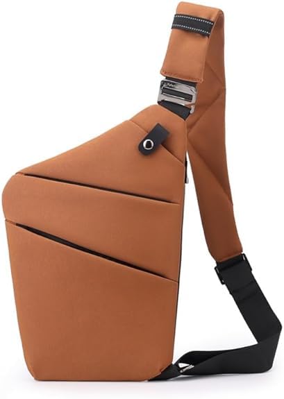 Anti Theft Travel Bag, One Shoulder Large Capacity Cross-body Bag Chest Fashion Lightweight Sling Bags for Travel Sports (Right Shoulder, Brown)