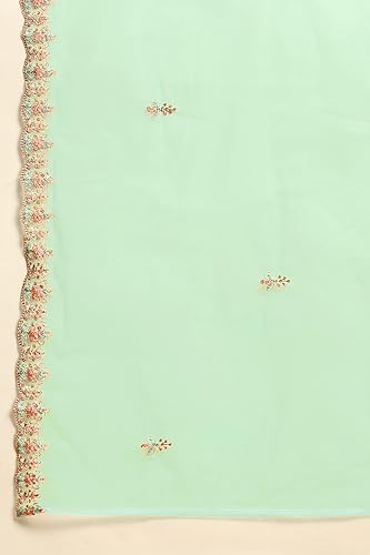 Image of TRENDMALLS Women's Georgette Embroidery With Sequence Work Anarkali Kurta Pant Set with Dupatta For Women