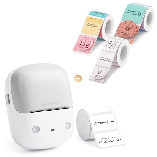 Image of NIIMBOT B2 Label Maker(Gray White) Machine with 4 Rolls Label Tape for Home Kitchen Office Coffee Shop Bakery Organization