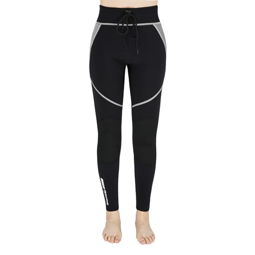 Owntop Wetsuit Pants | Diving & Swimming Leggings Women | 2mm Neoprene Wetsuit Bottoms | Warm & Comfortable | Surfing Snorkeling Water Aerobics | Women Grey L