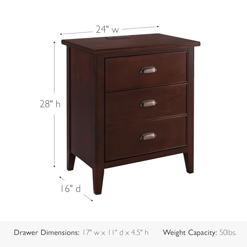 Image of Leick Home Laurent Nightstand Side Table, 24 inch, Chocolate Cherry