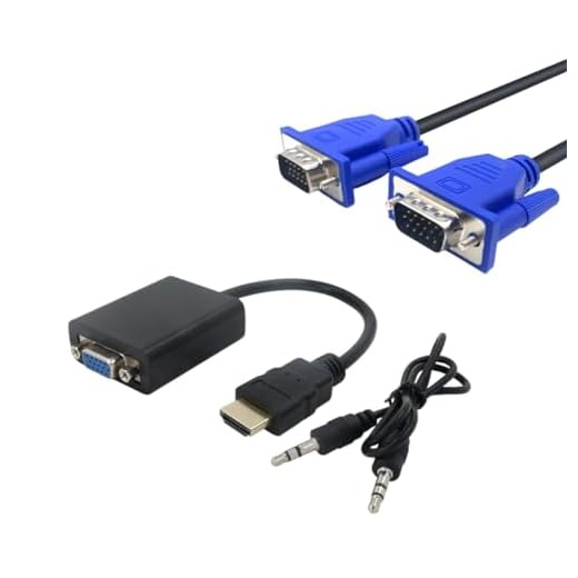 Kit Cabo Adaptador Conversor HDMI Para VGA Com Saída P2 de Áudio + Cabo VGA 1,5m [KRV Magazine]