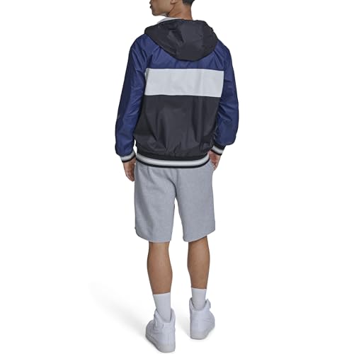 Champion Men's Retro Hooded Rain Jacket, Black/White/Indigo, Medium - image 2