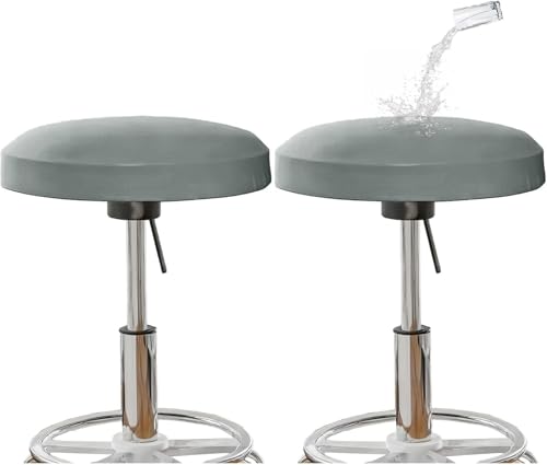 YOPOIY Juego de 6 fundas redondas impermeables para taburetes de bar, fundas de asiento de taburete de bar, de elastano suave, lavable, protector de muebles (gris claro, 2 piezas)