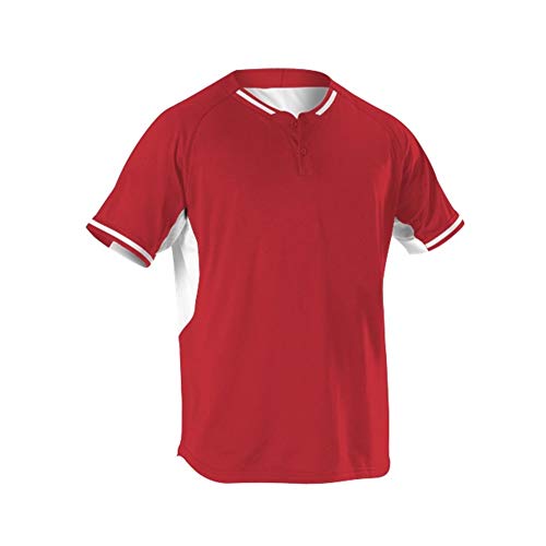 Alleson Athletic Men's Baseball Jersey, Scarlet/White, Medium