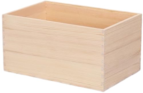 Riuuyyi 木箱収納 収納ボックス 天然木製 収納ケース おしゃれ 小物収納 ワイン木箱 本箱 キューブ 完成品 ナチュラル (30*20*15.4cm,ハンドルなし)