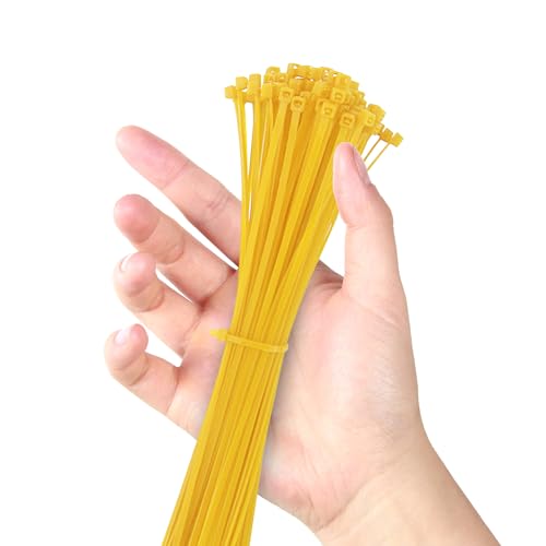TORMEN 8 Inch Cable Ties, 18lbs Nylon Wire Zip Tie,Adjustable Assortment Cord Management for Home, Office, Gardening (Yellow 100Pcs?