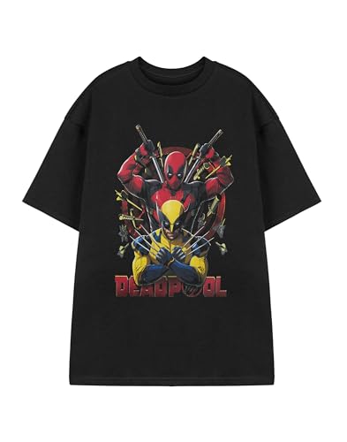 Marvel Deadpool & Wolverine T-shirt à manches courtes pour homme | T-shirt graphique noir à manches courtes pour adultes | Haut de vêtements de fan de...