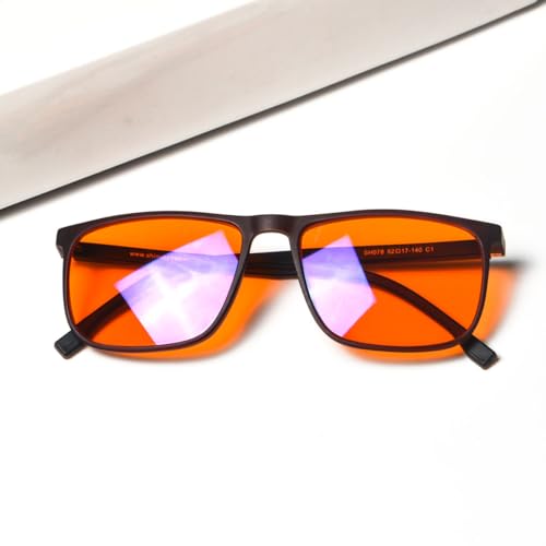 Image of SHINU Good Sleep Blue Light Blocking Glasses Men Red Lenses Anti Green Light Eliminate Eye Strain Glasses Bluelight 078RD