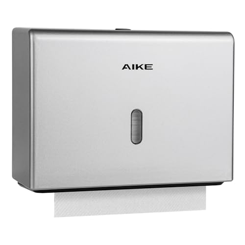 AIKE Paper Towel Dispenser Wall Mount Commercial, 200+ Sheets for Z-Fold & 25.4x7.8 CM Multifold Towels, Hand Towel Dispenser AK5102, Silver