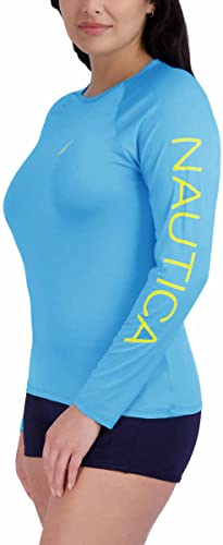 Image of Nautica Women's Long Sleeve Rashguard - Quick-Dry, UPF Protection, Swim Shirt, Pool, Beach, Hiking, Yoga, Volleyball