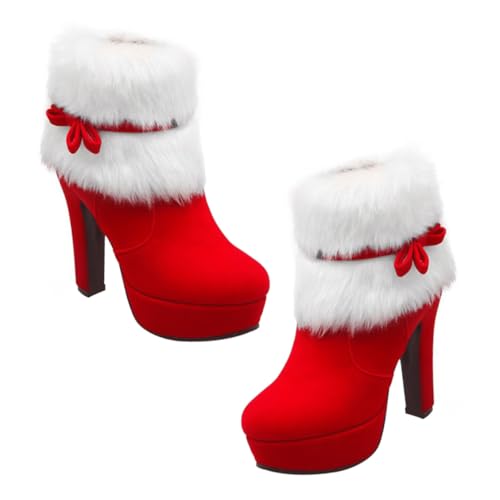 Bottines avec nœud élégant et doublure peluche confort pour l'hiver