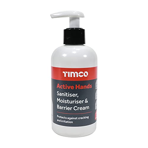 TIMCO 432077 Active Hands Desinfektionsmittel, Feuchtigkeitscreme & Barrier Creme, Pumpflasche, 250 ml, Reinigungswerkzeuge & Sets, weiß
